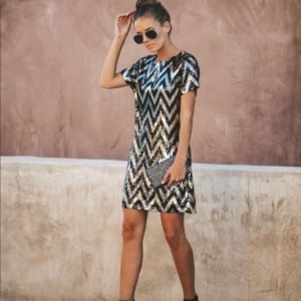 Vici Chevron Sequin Dress